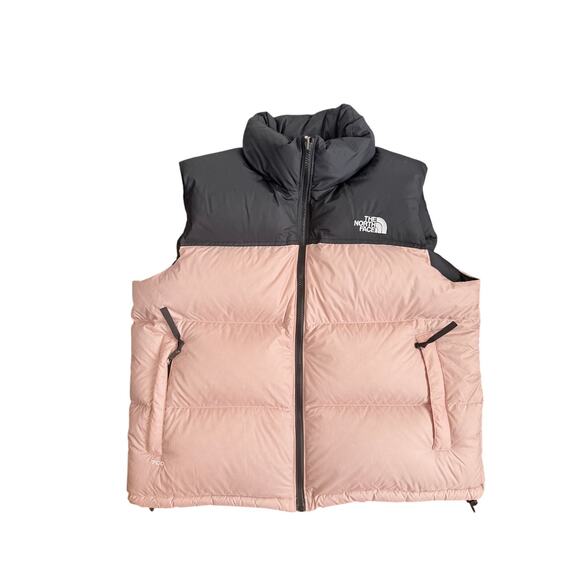 The North Face Retro 1996 Nuptse Vest Down Peach Pink Black Womens XL - Picture 1 of 11